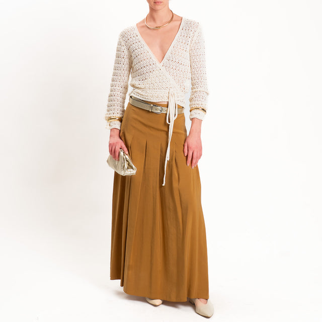 Dixie-Gonna tessuto modal con pinces - cuoio
