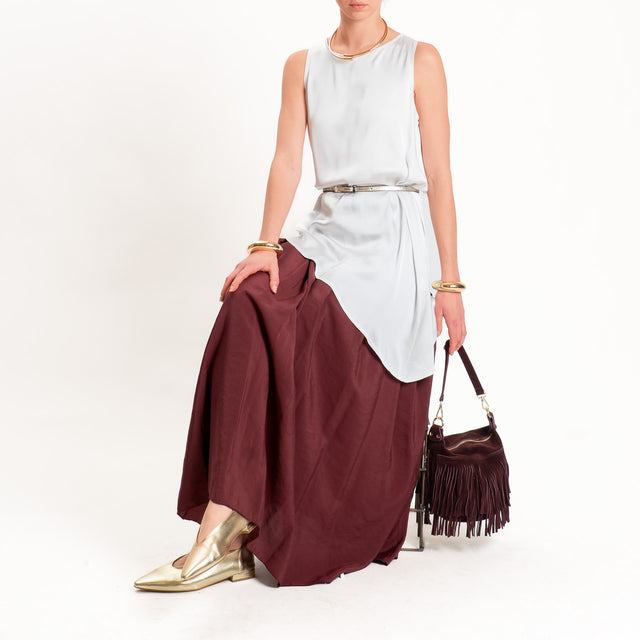 Haveone-Top satin asimmetrico bottone dietro - ghiaccio