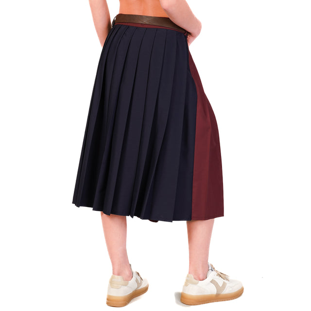 Dixie-Gonna plissè con cintura - blu/bordeaux