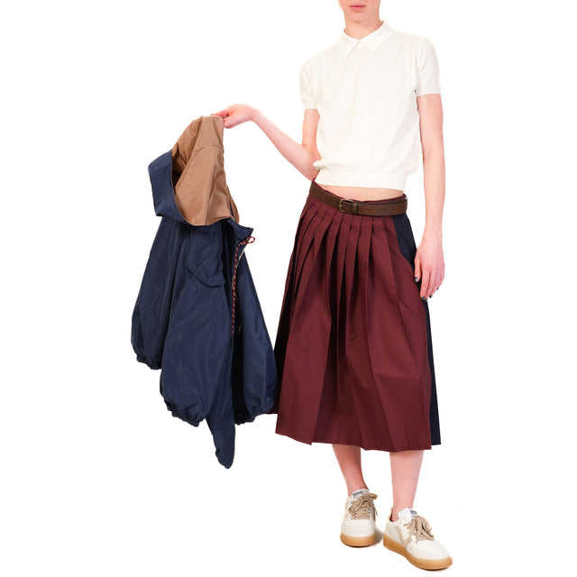 Dixie-Gonna plissè con cintura - blu/bordeaux