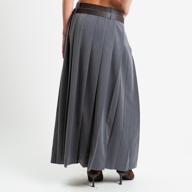 Dixie-Gonna pieghe doppia cintura - antracite