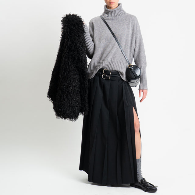 Dixie-Gonna pieghe doppia cintura - nero