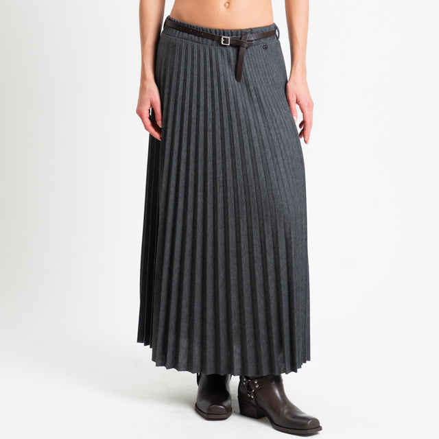 Dixie-Gonna plisse elastico in vita - antracite