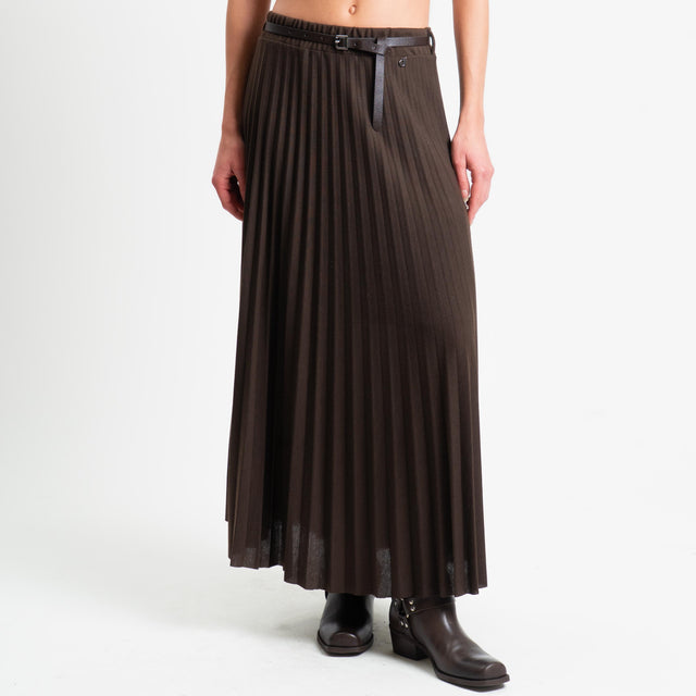 Dixie-Gonna plisse elastico in vita - moro