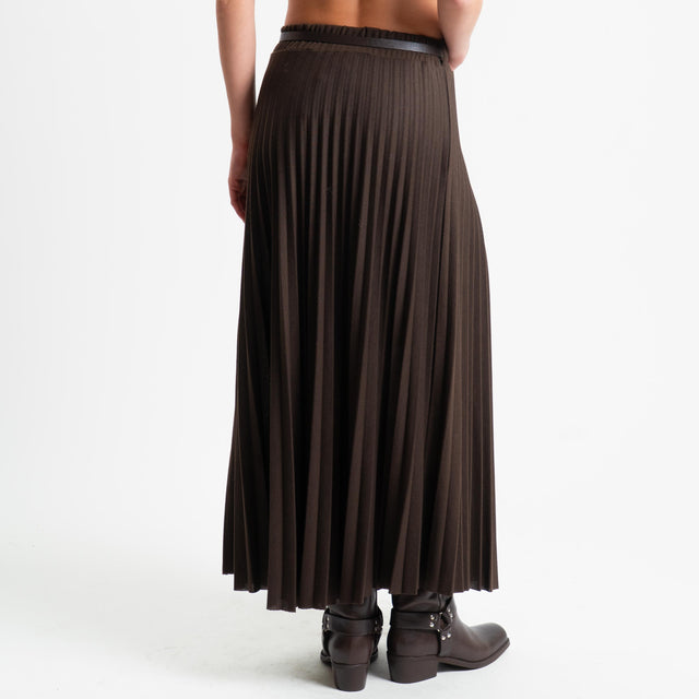 Dixie-Gonna plisse elastico in vita - moro