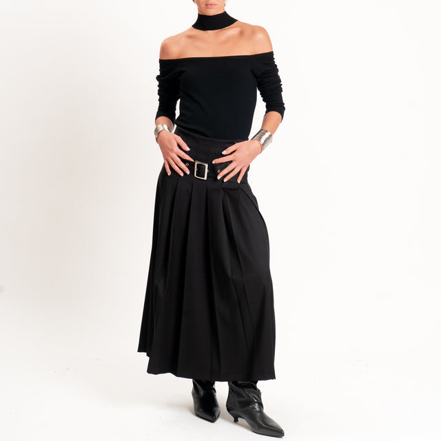 Dixie-Gonna pieghe con cintura - nero