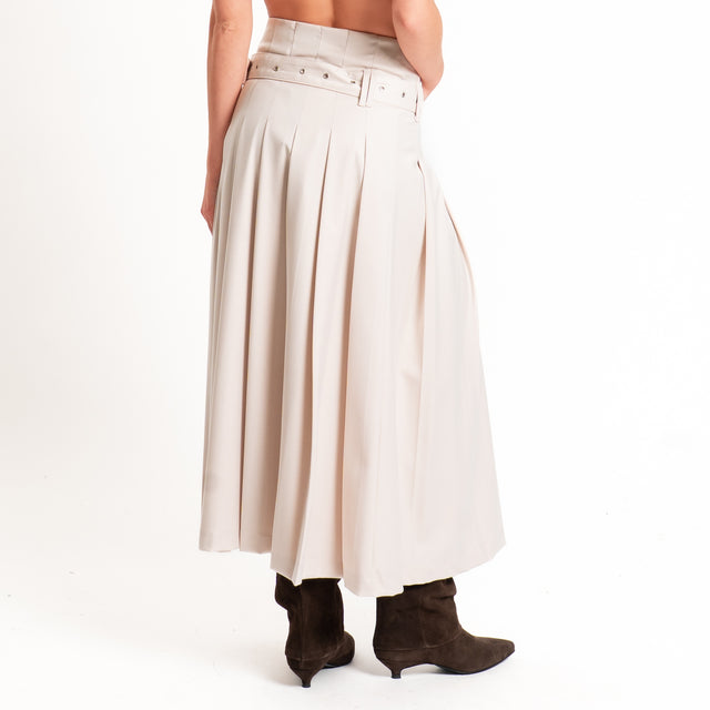 Dixie-Gonna pieghe con cintura - panna