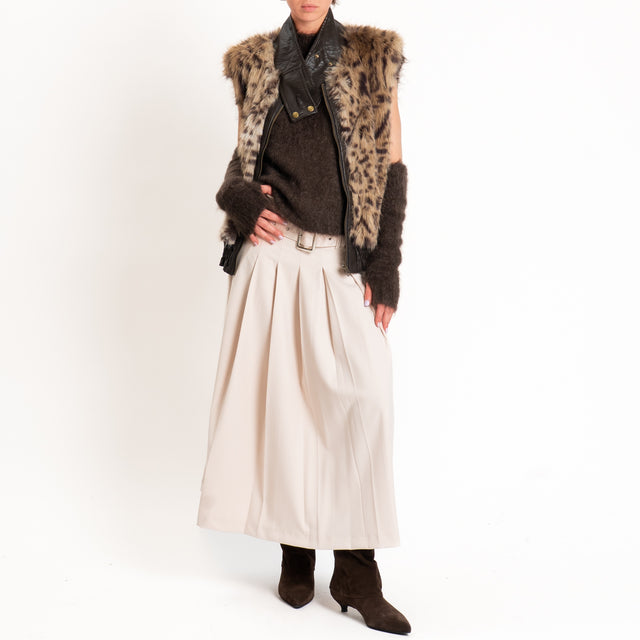 Dixie-Gonna pieghe con cintura - panna