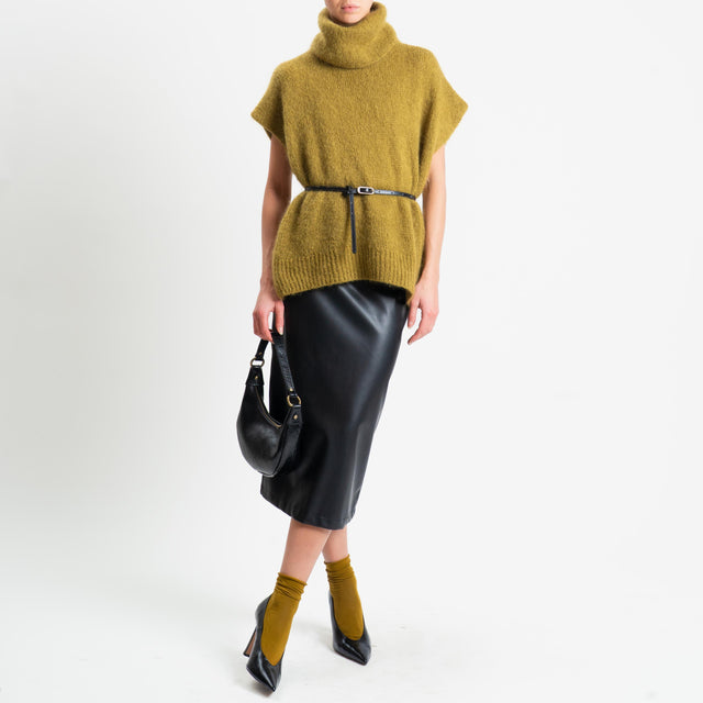 Dixie-Gonna similpelle spacco dietro - nero