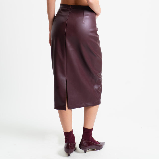 Dixie-Gonna similpelle spacco dietro - Bordeaux