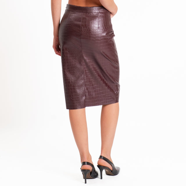 Dixie-Gonna similpelle effetto cocco - Bordeaux