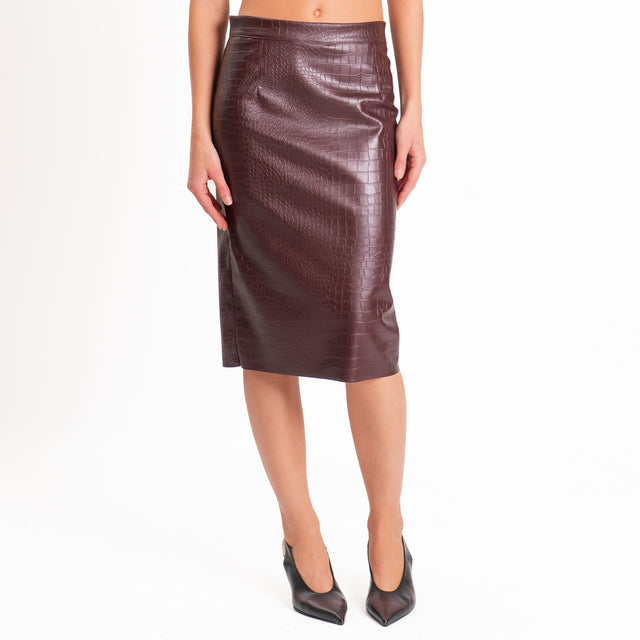 Dixie-Gonna similpelle effetto cocco - Bordeaux
