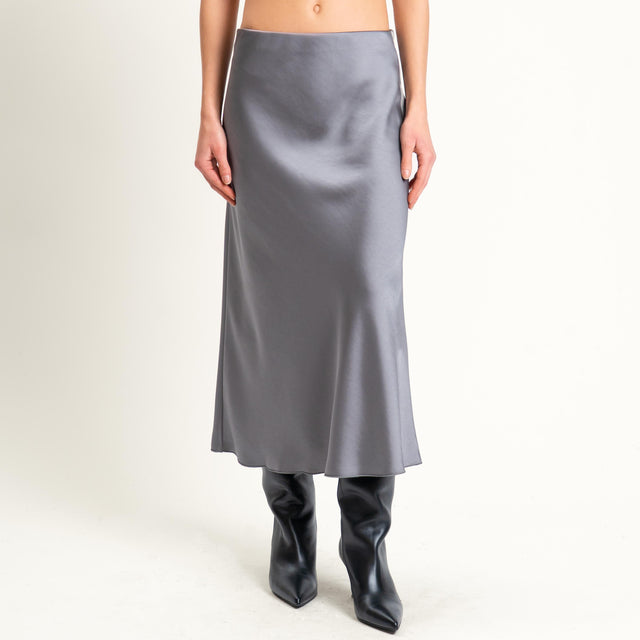 Dixie-Gonna midi in satin elastico in vita - grigio