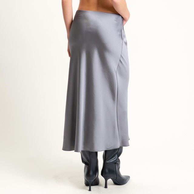 Dixie-Gonna midi in satin elastico in vita - grigio