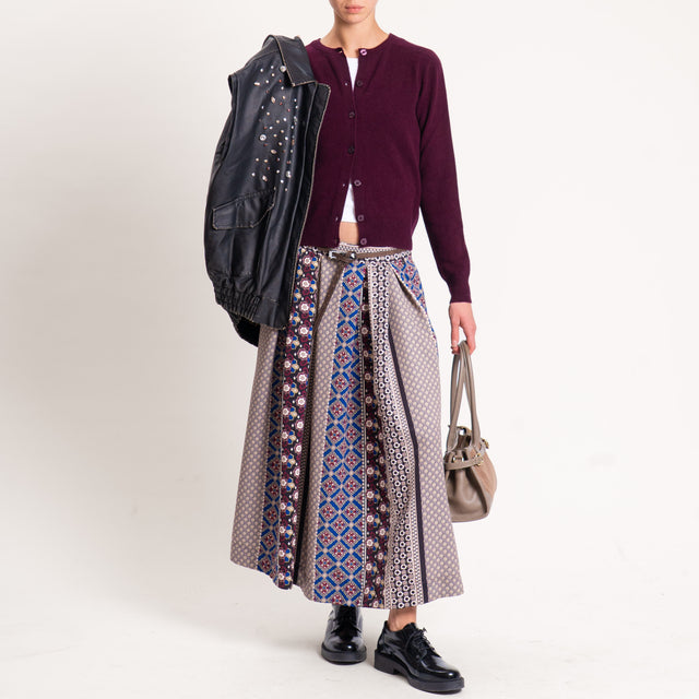Dixie-Gonna fantasia con pieghe - sand/blu/vino