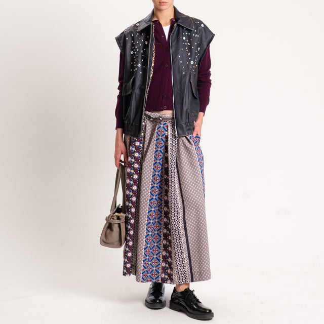 Dixie-Gonna fantasia con pieghe - sand/blu/vino