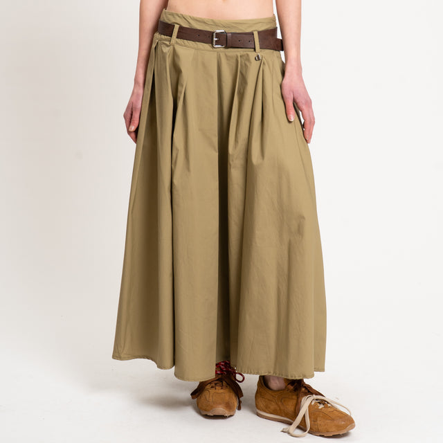 Dixie-Gonna popeline con pieghe - militare