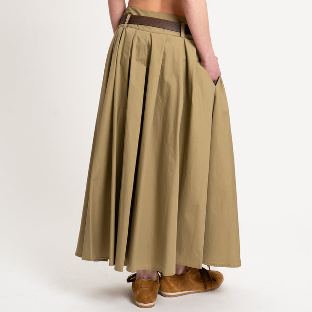Dixie-Gonna popeline con pieghe - militare