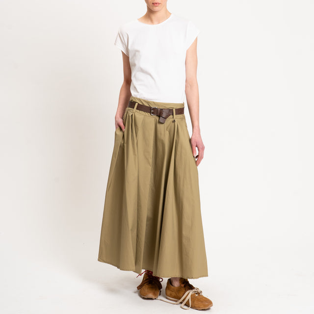Dixie-Gonna popeline con pieghe - militare