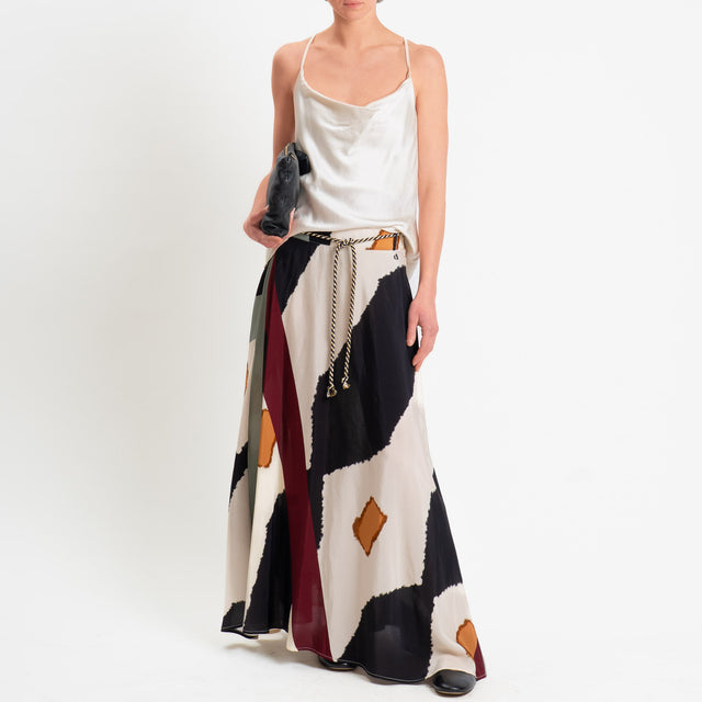 Dixie-Gonna fantasia elastico in vita - burro/nero/bordeaux