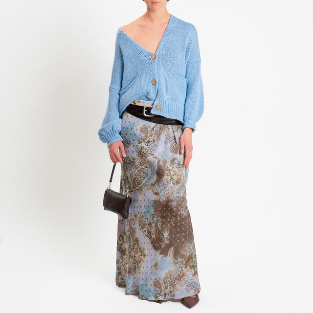 Dixie-Gonna fantasia elastico in vita - celeste/moro