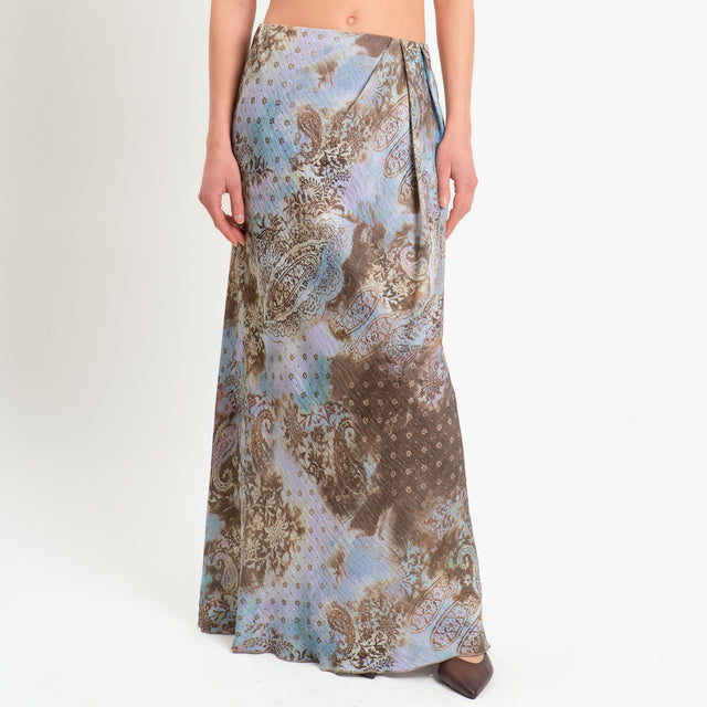 Dixie-Gonna fantasia elastico in vita - celeste/moro