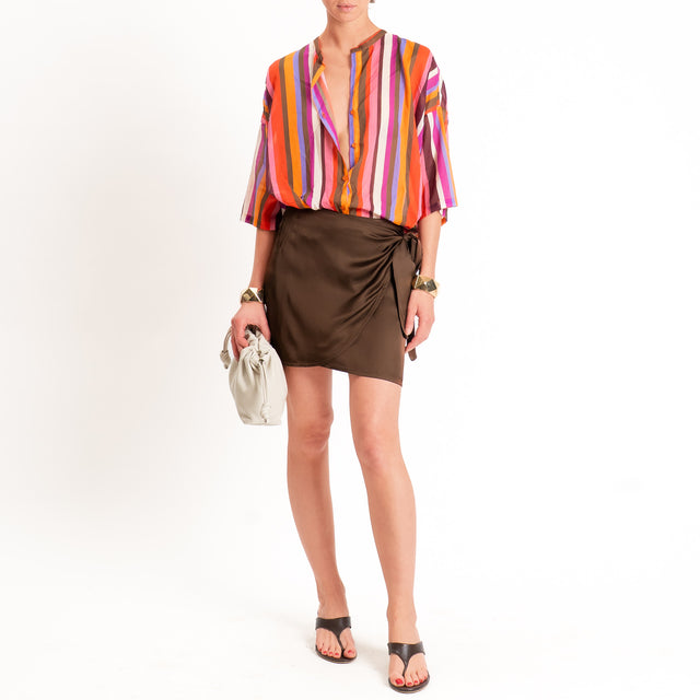 Dixie-Gonna corta pareo in satin - cacao