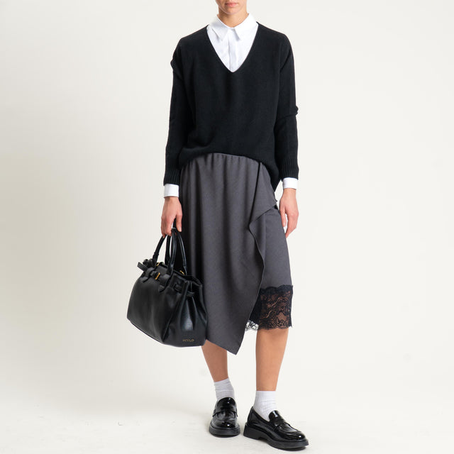 Dixie- Gonna portafoglio con pizzo - antracite/nero