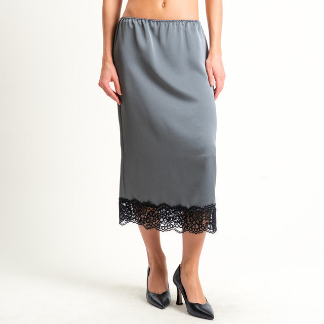 Dixie-Gonna con pizzo elastico - grigio