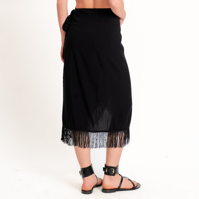 Dixie-Gonna pareo con frange - nero