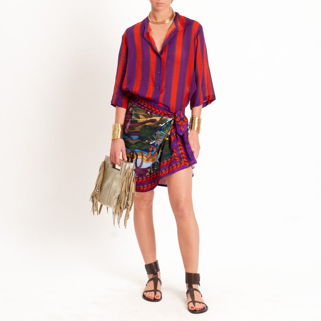 Dixie-Gonna corta pareo fantasia monkeys - viola/rosso/verde