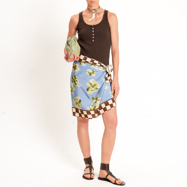 Dixie- Minigonna pareo fantasia - celeste/choco/verde