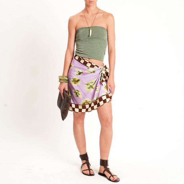 Dixie- Minigonna pareo fantasia - lilla/choco/verde