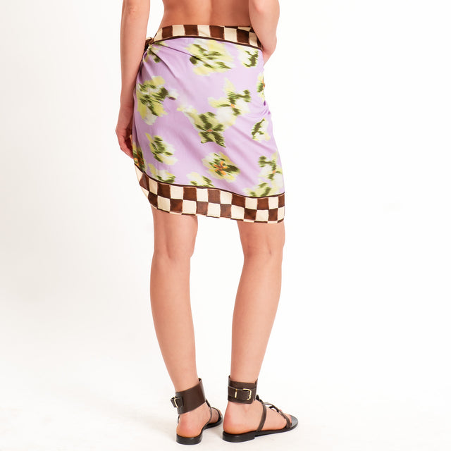 Dixie- Minigonna pareo fantasia - lilla/choco/verde