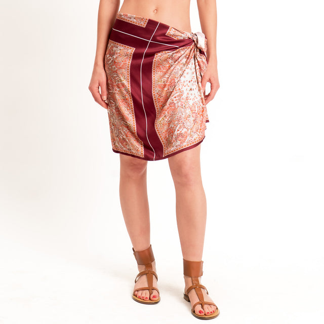 Dixie-Gonna pareo fantasia bandana - vino/burro/corallo