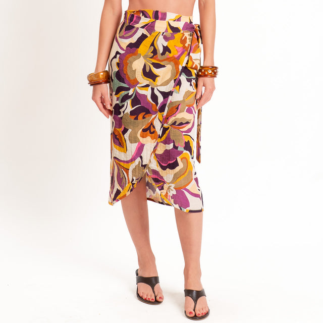 Dixie-Gonna portafoglio fantasia floreale - burro/purple/ocra