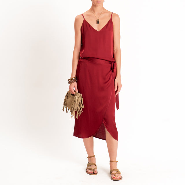 Dixie-Gonna pareo in satin - Bordeaux