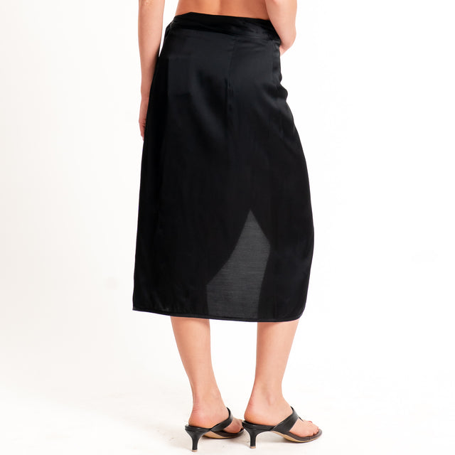 Dixie-Gonna pareo in satin - Nero