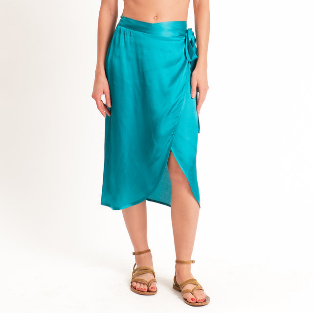 Dixie-Gonna pareo in satin - turchese