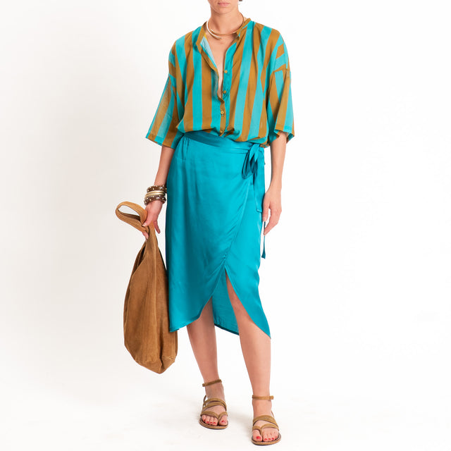 Dixie-Gonna pareo in satin - turchese