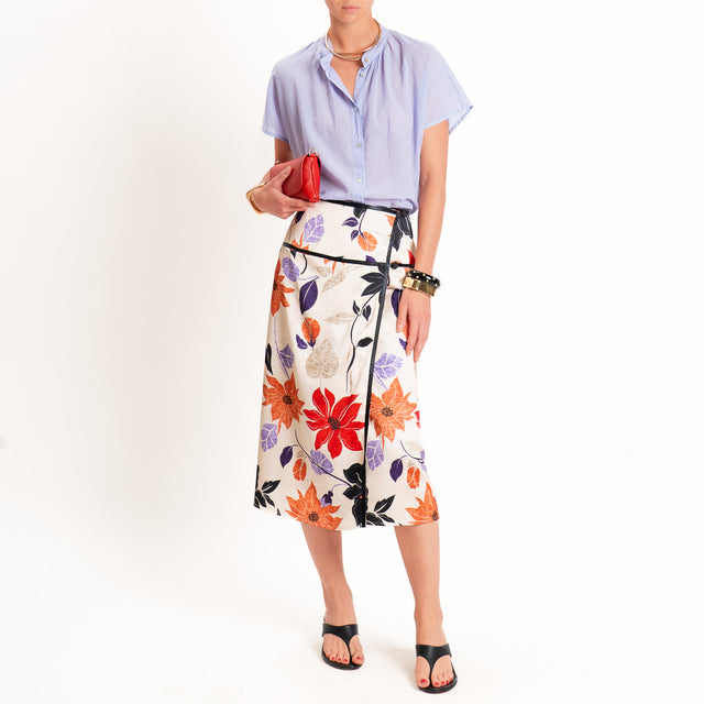 Dixie-Gonna japan fantasia floreale - burro/rosso/nero