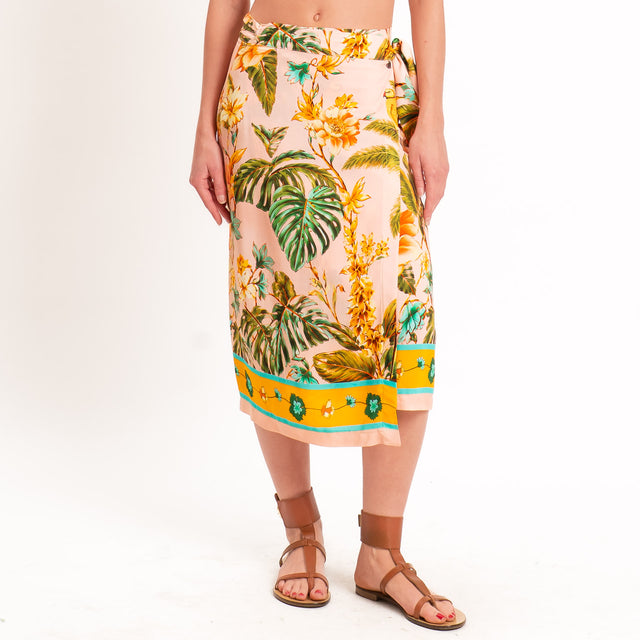 Dixie-Gonna pareo fantasia tropical - rosa/arancio/verde