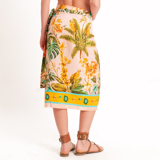 Dixie-Gonna pareo fantasia tropical - rosa/arancio/verde