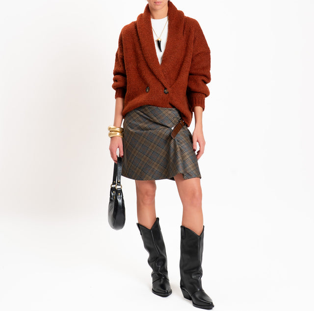 Dixie-Minigonna check con accessorio - grigio/sand/cuoio