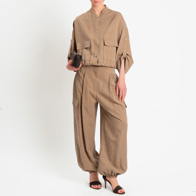 Dixie-Completo bomber+pantalone cargo in lyocell - sabbia