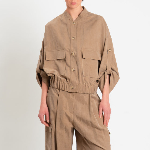 Dixie-Completo bomber+pantalone cargo in lyocell - sabbia