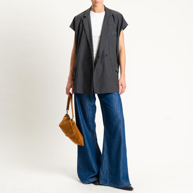 Dixie-Giacca gessata smanicata - grigio