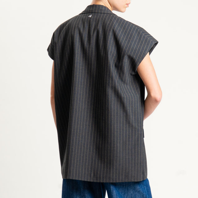 Dixie-Giacca gessata smanicata - grigio