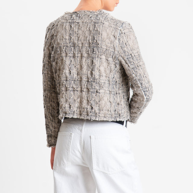 Dixie-Giacca bouclé con lurex e bordi sfrangiati - sabbia/nero