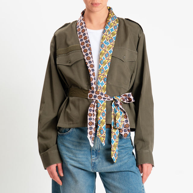 Dixie-Giacca kimono vintage doppio tessuto - militare/cipria/olio